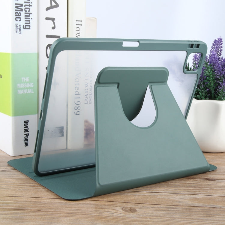 For iPad Air 11 2025 / 2024 / Air 5 GEBEI Acrylic TPU 3-folding Rotating Smart Tablet Leather Case withh Pen Slot(Dark Green) - free shipping - PMC TechLife - Order now!