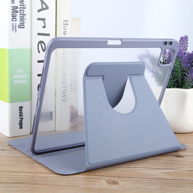 For iPad Pro 12.9 2022 / 2021 / 2020 GEBEI Acrylic TPU 3-folding Rotating Smart Tablet Leather Case withh Pen Slot(Light Purple) - free shipping - PMc TechLife - Order now!
