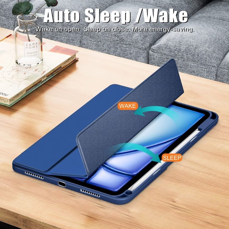 For iPad Air 11 2024 / Pro 11 2022 Acrylic 3-Fold Smart Leather Tablet Case(Dark Blue) - iPad Air 11 2025 / 2024 Cases by PMC TechLife | Online Shopping South Africa | PMC TechLife | Buy Now Pay Later Mobicred