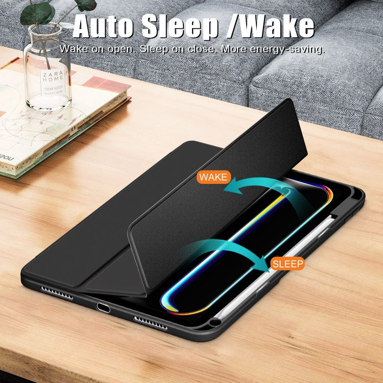 For iPad Pro 11 2024 Acrylic 3-Fold Smart Leather Tablet Case(Black) - iPad Pro 11 2024 Cases by PMC TechLife | Online Shopping South Africa | PMC TechLife | Buy Now Pay Later Mobicred