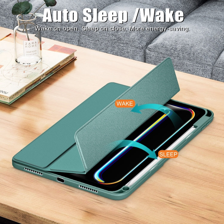 For iPad Pro 11 2024 Acrylic 3-Fold Smart Leather Tablet Case(Deep Green) - iPad Pro 11 2024 Cases by PMC TechLife | Online Shopping South Africa | PMC TechLife | Buy Now Pay Later Mobicred