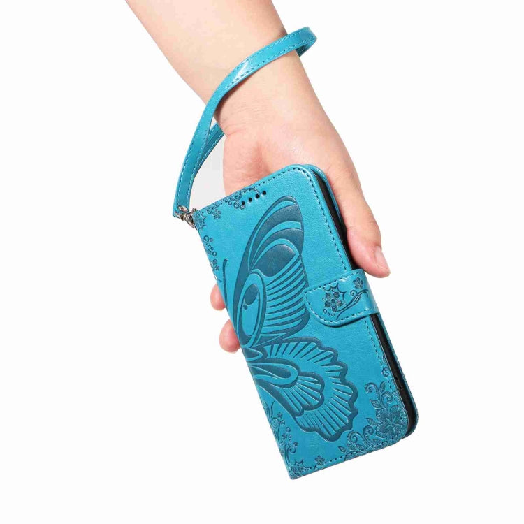 For iPhone 16 Pro Max Swallowtail Butterfly Embossed Leather Phone Case(Blue) - iPhone 16 Pro Max Cases by PMC TechLife | Online Shopping South Africa | PMC TechLife | Buy Now Pay Later Mobicred
