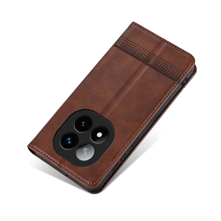 For Redmi Note 14 Pro 5G AZNS Magnetic Calf Texture Flip Leather Phone Case(Dark Brown) - free shipping - PMC Jewellery - Order now!