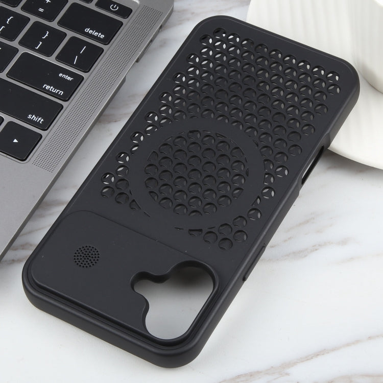 For iPhone 16 Plus Pure Color Honeycomb Aromatherapy MagSafe Phone Case(Black) - iPhone 16 Plus Cases by PMC TechLife | Online Shopping South Africa | PMC TechLife | Buy Now Pay Later Mobicred