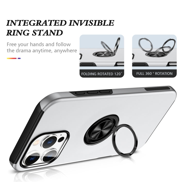For iPhone 16 Pro Max Magnetic Ring Holder Phone Case(Silver) - iPhone 16 Pro Max Cases by PMC TechLife | Online Shopping South Africa | PMC TechLife | Buy Now Pay Later Mobicred