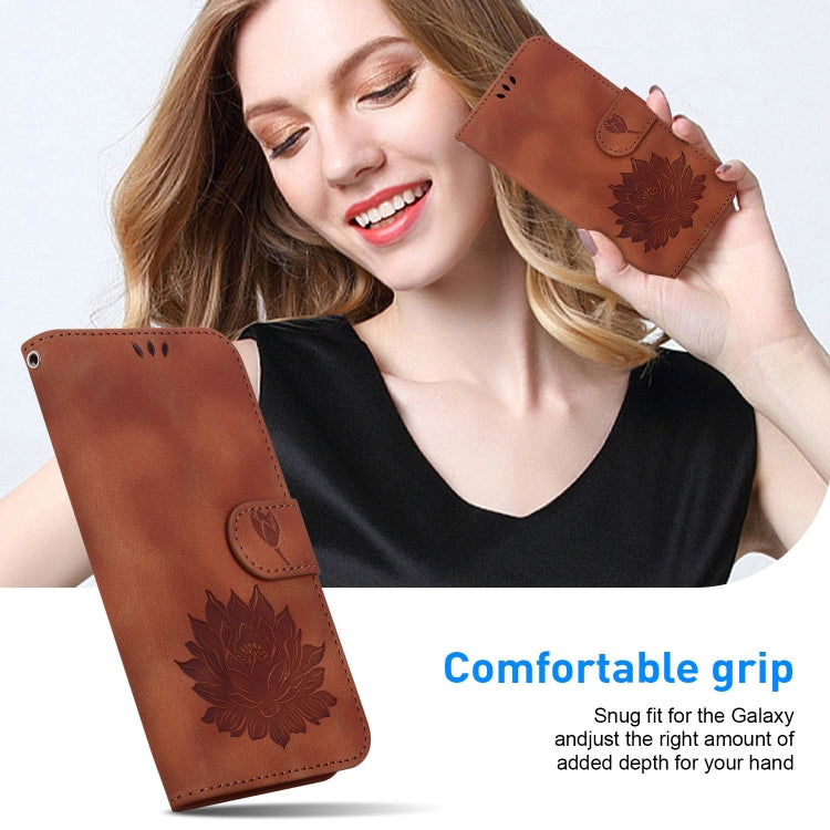 For Google Pixel 9 Pro Lotus Embossed Leather Phone Case(Brown) - Google Cases by PMC TechLife | Online Shopping South Africa | PMC TechLife | Buy Now Pay Later Mobicred