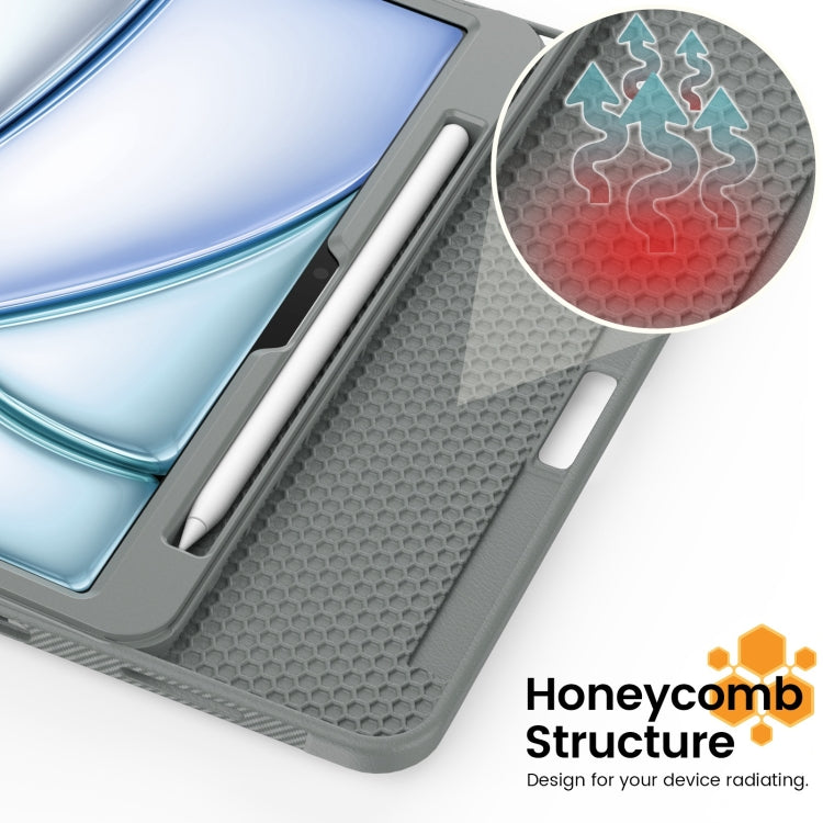 For iPad Air 11 2024 Smart B Magnetic Holder Leather Tablet Case(Grey) - iPad Air 11 2024 Cases by PMC TechLife | Online Shopping South Africa | PMC TechLife | Buy Now Pay Later Mobicred