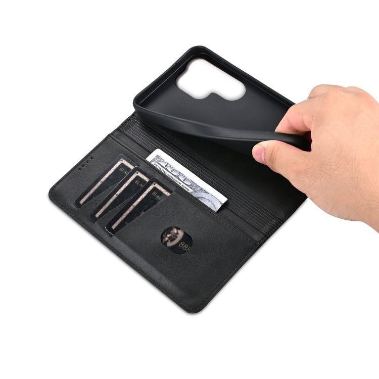 For Samsung Galaxy S25 Ultra 5G AZNS Magnetic Calf Texture Flip Leather Phone Case(Black) - free shipping - PMC Jewellery - Order now!