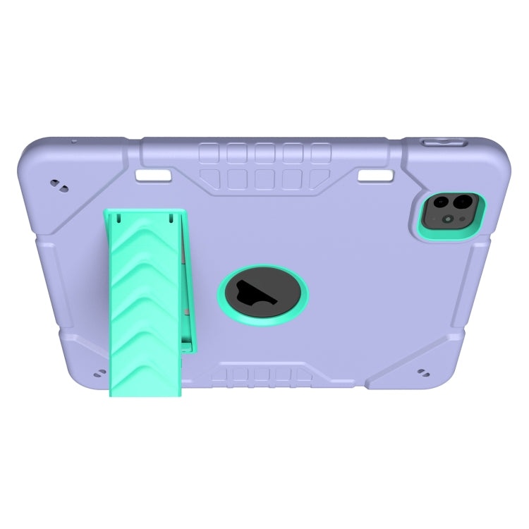 For iPad Pro 11 2024 Armor Holder Silicone Hybrid PC Tablet Case(Purple Mint Green) - iPad Pro 11 2024 Cases by PMC TechLife | Online Shopping South Africa | PMC TechLife | Buy Now Pay Later Mobicred
