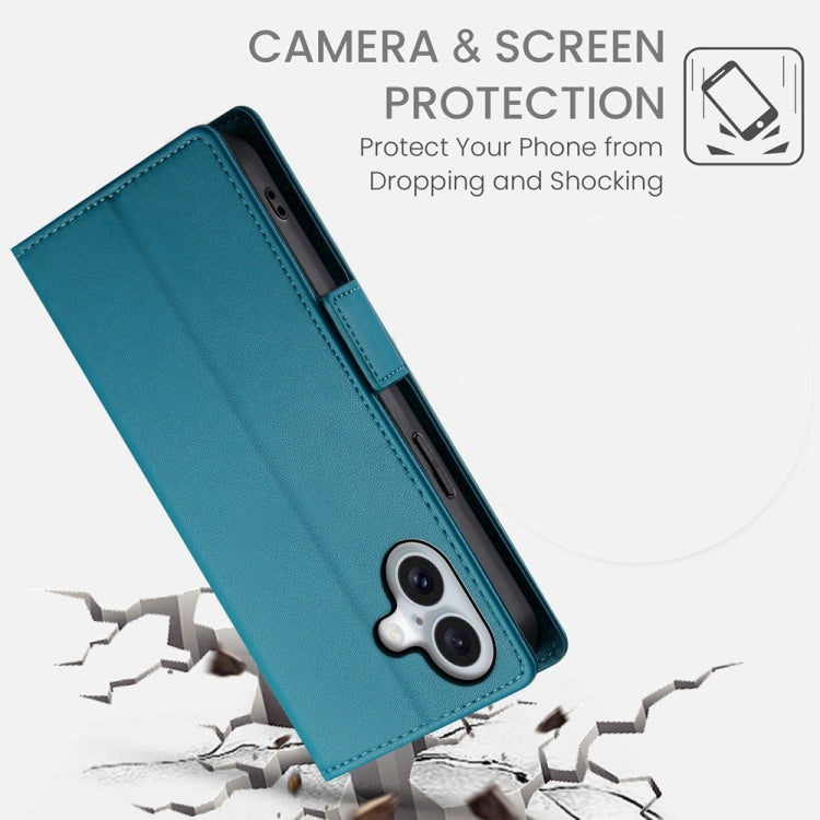 For iPhone 16 Side Buckle Magnetic Frosted Leather Phone Case(Blue) - iPhone 16 Cases by PMC TechLife | Online Shopping South Africa | PMC TechLife | Buy Now Pay Later Mobicred