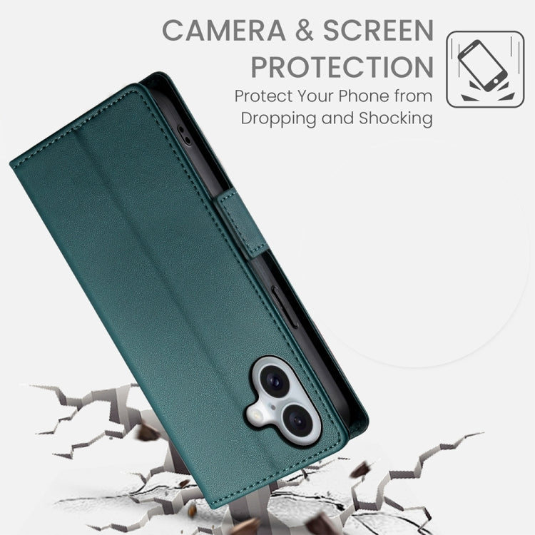 For iPhone 16 Side Buckle Magnetic Frosted Leather Phone Case(Dark Green) - iPhone 16 Cases by PMC TechLife | Online Shopping South Africa | PMC TechLife | Buy Now Pay Later Mobicred