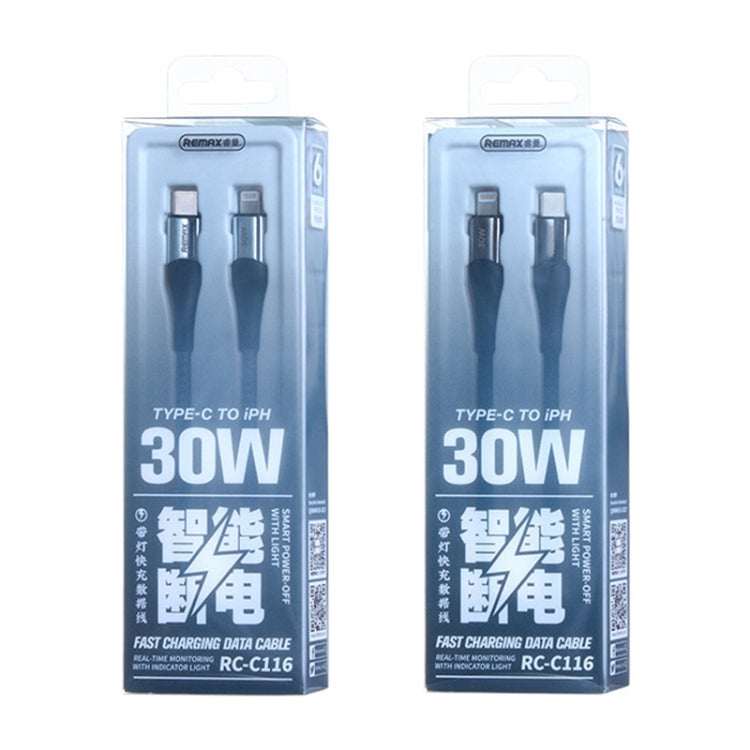 REMAX RC-C116 1.2m 30W Type-C to 8 Pin Smart Power-off Fast Charging Data Cable(Dark Blue) - free shipping - PMC Jewellery - Order now!