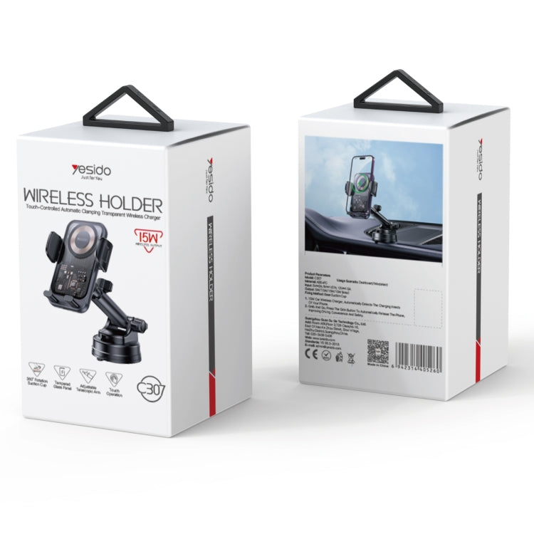 Yesido C307 15W Suction Cup Car Wireless Charging Holder(Black) - free shipping - PMC TechLife - Order now!