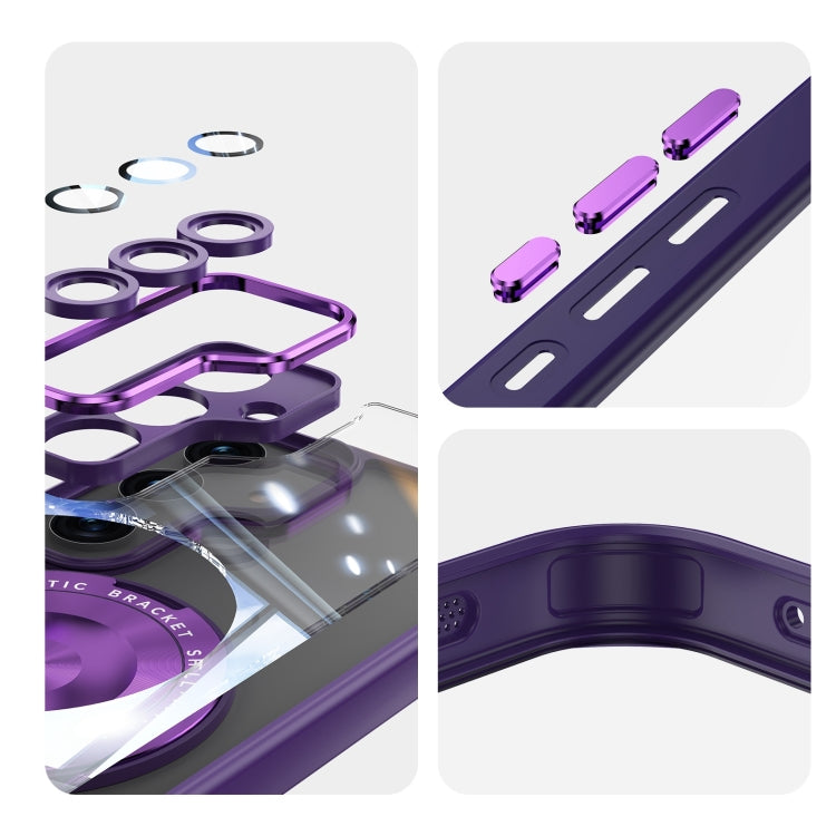 For Samsung Galaxy S25 5G 360 Holder MagSafe Acrylic Hybrid TPU Phone Case(Purple) - Galaxy S25 5G Cases by PMC TechLife | Online Shopping South Africa | PMC TechLife | Buy Now Pay Later Mobicred
