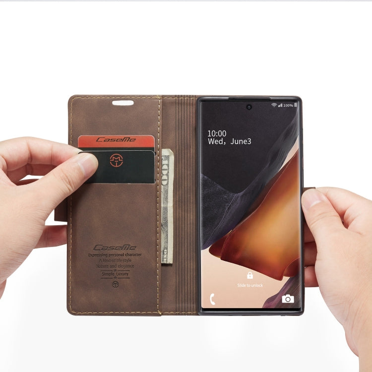 For Samsung Galaxy Note20 CaseMe Multifunctional Horizontal Flip Leather Case, with Card Slot & Holder & Wallet(Coffee) - Galaxy Note20 Cases by CaseMe | Online Shopping South Africa | PMC TechLife | Buy Now Pay Later Mobicred