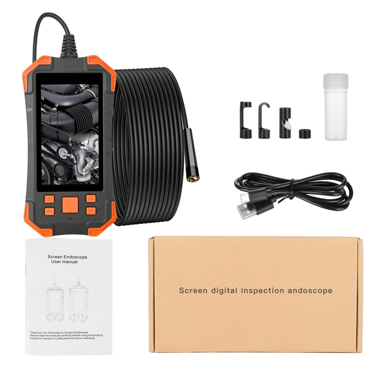 T20 4.3 inch IPS Screen 8mm Single Camera IP67 Waterproof Hard Cable Digital Endoscope, Length:1m(Black Orange) - by PMC TechLife | Online Shopping South Africa | PMC TechLife | Buy Now Pay Later Mobicred