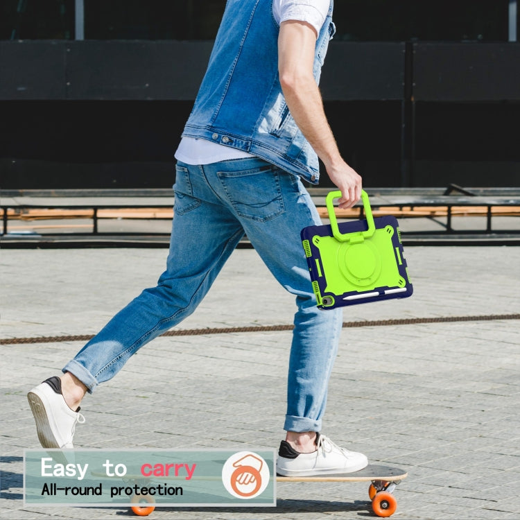 For iPad Air 11 2025 / 2024 Handle Grip Holder Silicone Hybrid PC Tablet Case with Strap(Navy Yellow Green) - iPad Air 11 2025 / 2024 Cases by PMC TechLife | Online Shopping South Africa | PMC TechLife | Buy Now Pay Later Mobicred