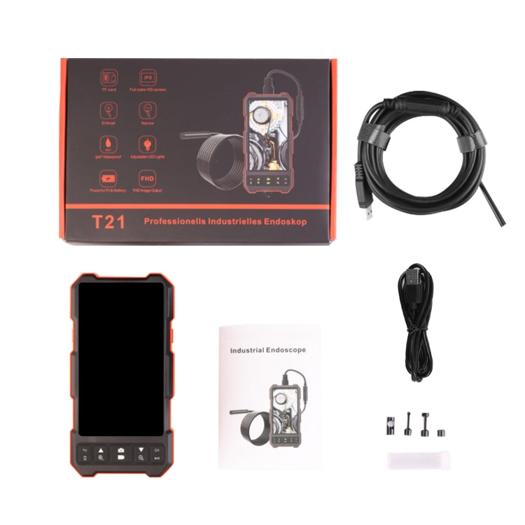 T21 4.5 inch IPS Color Screen 7.9mm Dual Camera Split Hard Cable Industrial Endoscope, Length:10m(Black Red) - by PMC TechLife | Online Shopping South Africa | PMC TechLife | Buy Now Pay Later Mobicred