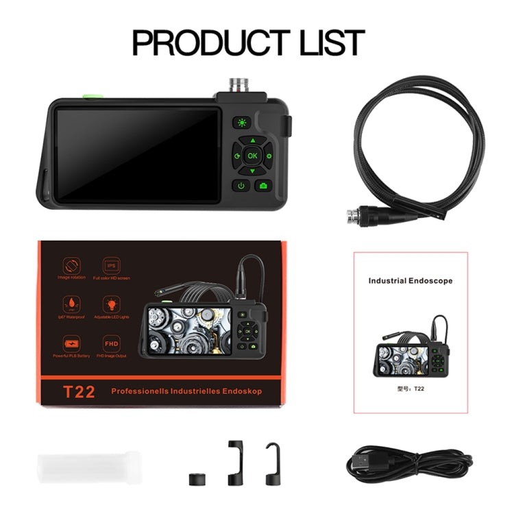 T22 4.5 inch IPS Color Screen 5.5mm Single Camera Hard Cable Industrial Endoscope, Length:5m(Black Orange) - by PMC TechLife | Online Shopping South Africa | PMC TechLife | Buy Now Pay Later Mobicred