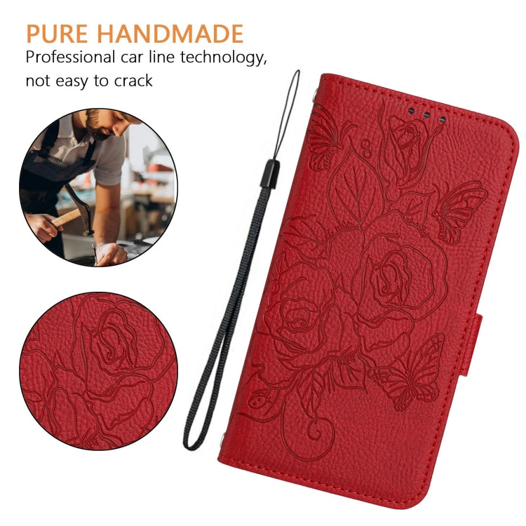 For Samsung Galaxy S25 Ultra 5G Embossed Rose RFID Anti-theft Leather Phone Case(Red) - Galaxy S25 Ultra 5G Cases by PMC Jewellery | Online Shopping South Africa | PMC Jewellery | Buy Now Pay Later Mobicred