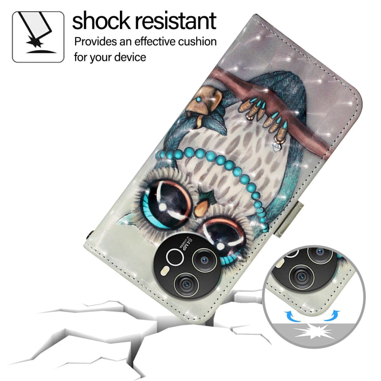 For Blackview Shark 8 3D Painting Horizontal Flip Leather Phone Case(Grey Owl) - More Brand by PMC TechLife | Online Shopping South Africa | PMC TechLife | Buy Now Pay Later Mobicred