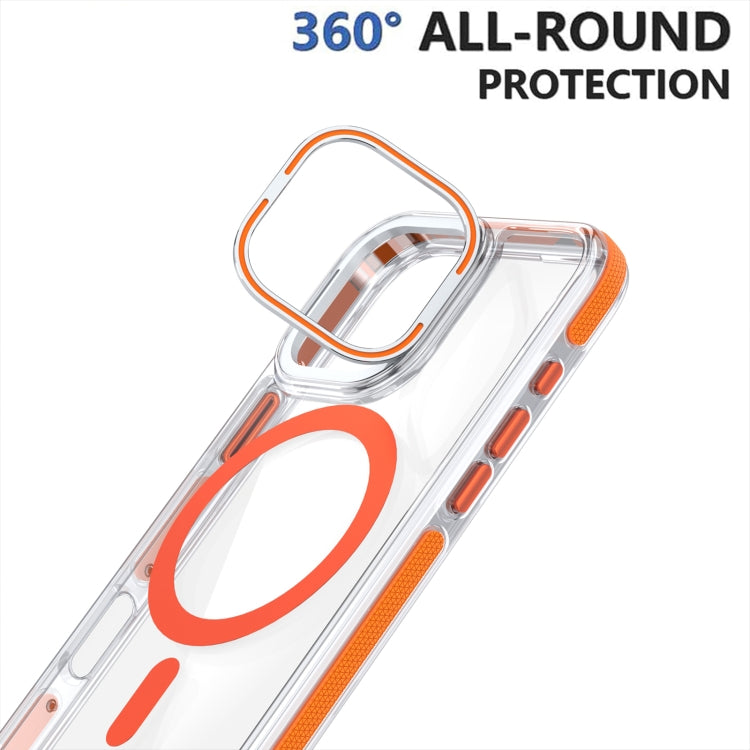 For iPhone 16 Pro Dual-Color Clear Acrylic Hybrid TPU Lens Flip Holder MagSafe Phone Case(Blue) - iPhone 16 Pro Cases by PMC TechLife | Online Shopping South Africa | PMC TechLife | Buy Now Pay Later Mobicred