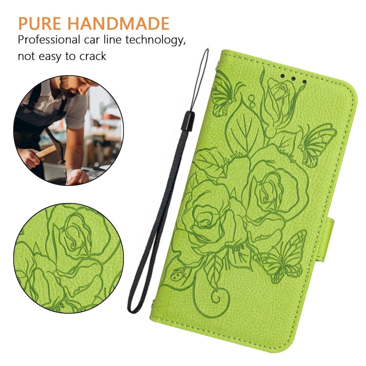 For Motorola Moto G Power 5G 2024 Embossed Rose RFID Anti-theft Leather Phone Case(Green) - free shipping - PMC Jewellery - Order now!