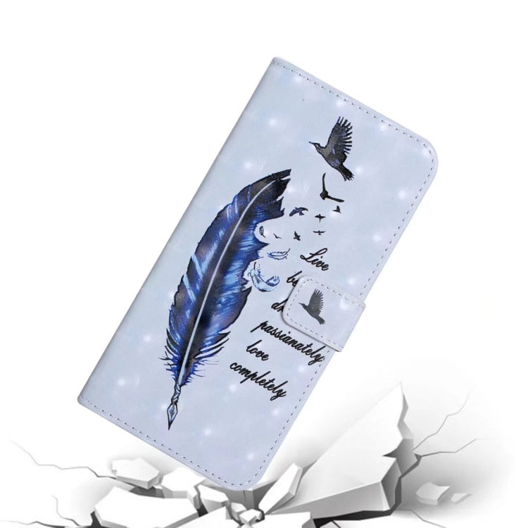 For Samsung Galaxy S25+ 5G Oil Embossed 3D Drawing Leather Phone Case(Blue Feather) - Galaxy S25+ 5G Cases by PMC TechLife | Online Shopping South Africa | PMC TechLife | Buy Now Pay Later Mobicred