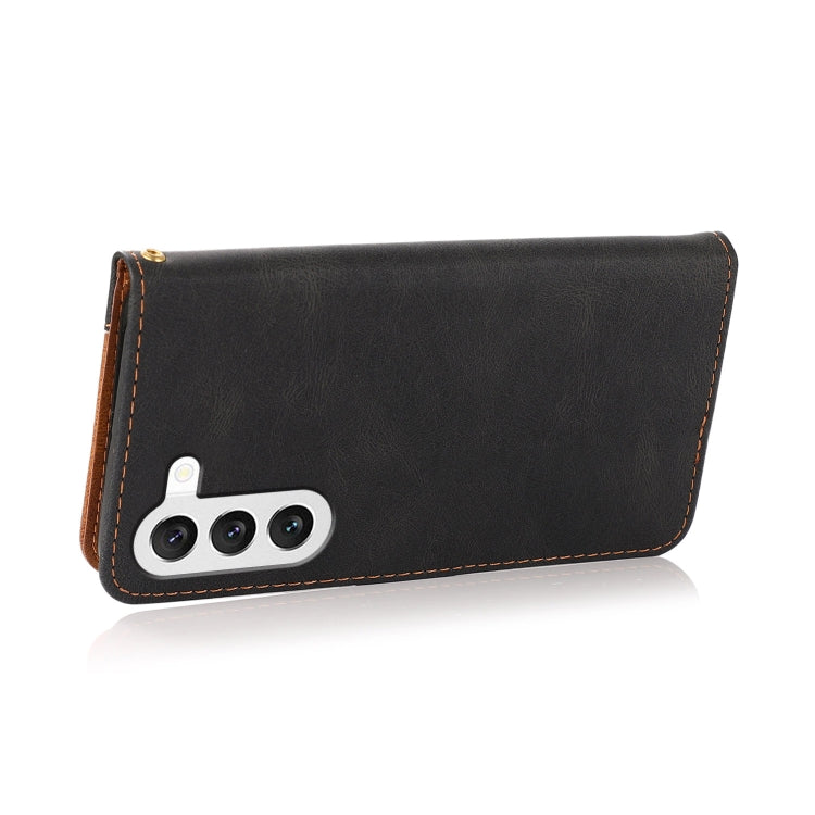 For Samsung Galaxy S25+ 5G Dual-color Stitching Leather Phone Case(Black Brown) - Galaxy S25+ 5G Cases by PMC Jewellery | Online Shopping South Africa | PMC Jewellery | Buy Now Pay Later Mobicred