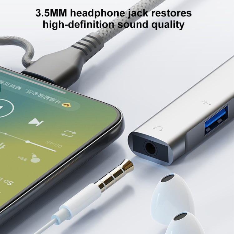5 in 2 Multi-function HUB Adapter, Interface:USB-C / Type-C + 8 Pin(Grey) - USB HUB by PMC Jewellery | Online Shopping South Africa | PMC Jewellery | Buy Now Pay Later Mobicred
