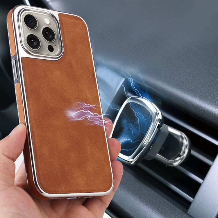 For iPhone 16 Plus Electroplated Side PU Hybrid TPU MagSafe Phone Case(Black) - iPhone 16 Plus Cases by PMC TechLife | Online Shopping South Africa | PMC TechLife | Buy Now Pay Later Mobicred