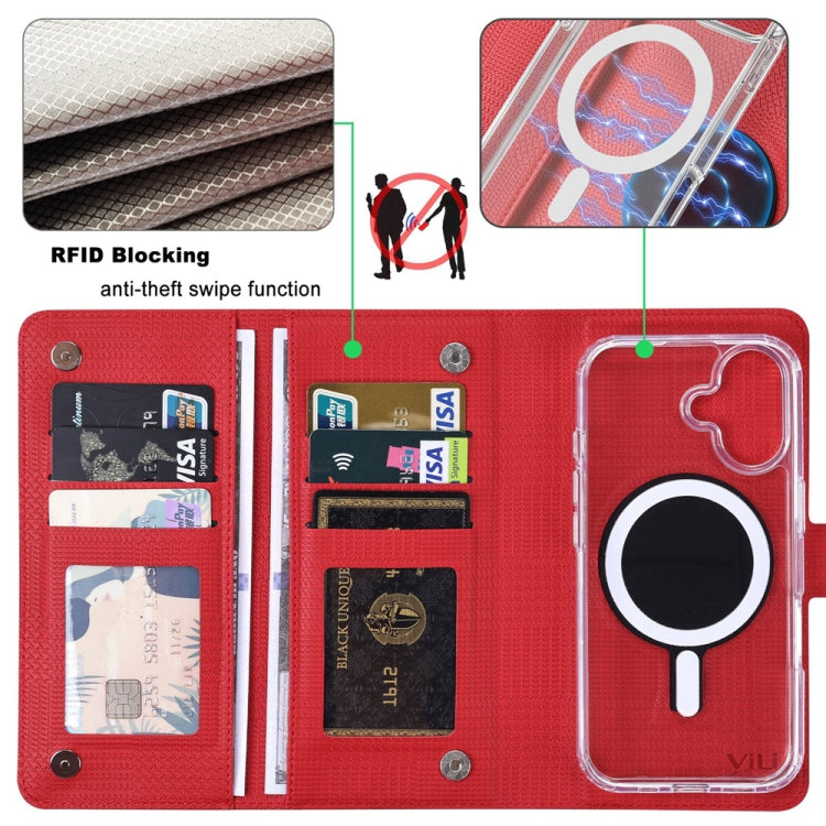 For iPhone 16 Pro Max ViLi GHA-C Series RFID MagSafe Magnetic Flip Leather Phone Case(Red) - free shipping - PMC TechLife - Order now!