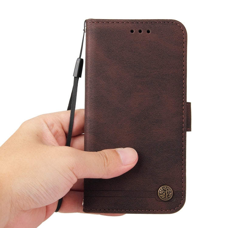 For Samsung Galaxy S25 5G Skin Feel Life Tree Metal Button Leather Phone Case(Brown) - Galaxy S25 5G Cases by PMC Jewellery | Online Shopping South Africa | PMC Jewellery | Buy Now Pay Later Mobicred