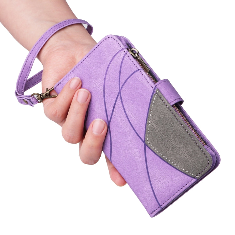 For iPhone 16e Dual-color 9 Card Slots Zipper Wallet Leather Phone Case(Purple) - iPhone 16e Cases by PMC TechLife | Online Shopping South Africa | PMC TechLife | Buy Now Pay Later Mobicred