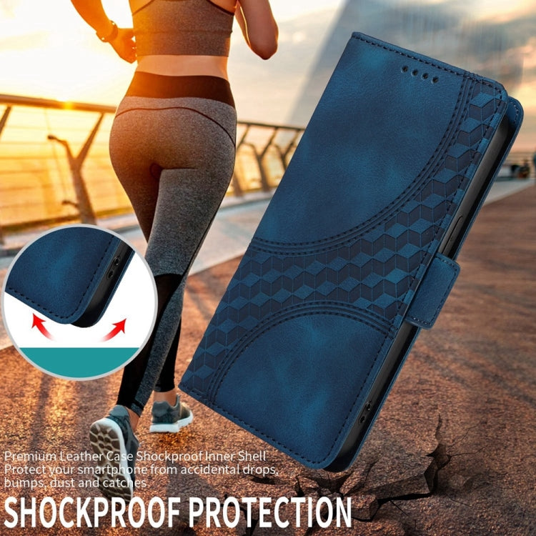 For Samsung Galaxy S25 5G Embossed Rhombus Starry Leather Phone Case(Blue) - Galaxy S25 5G Cases by PMC TechLife | Online Shopping South Africa | PMC TechLife | Buy Now Pay Later Mobicred