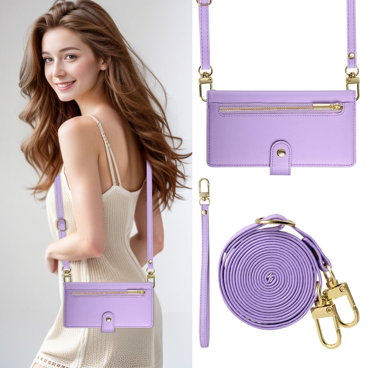 For Google Pixel 9 / 9 Pro Nine Card-slot Zipper Wallet Bag Leather Phone Case(Purple) - Google Cases by PMC TechLife | Online Shopping South Africa | PMC TechLife | Buy Now Pay Later Mobicred