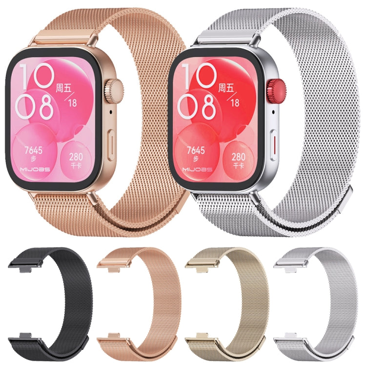 For Huawei Watch Fit3 MIJOBS Milan Magnetic Stainless Steel Watch Band(Rose Gold) - free shipping - PMc TechLife - Order now!