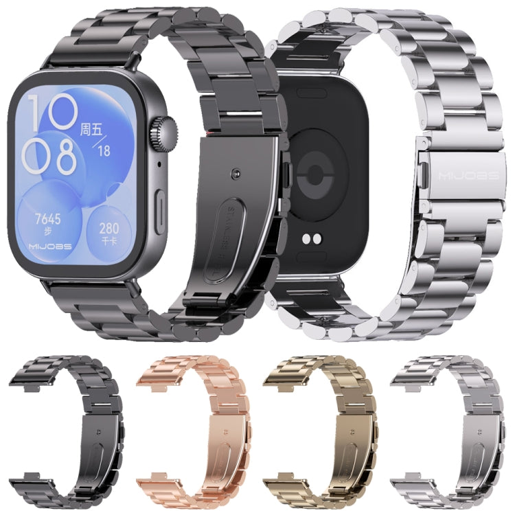 For Huawei Watch Fit3 MIJOBS Three-Beads Stainless Steel Watch Band(Silver) - free shipping - PMc TechLife - Order now!
