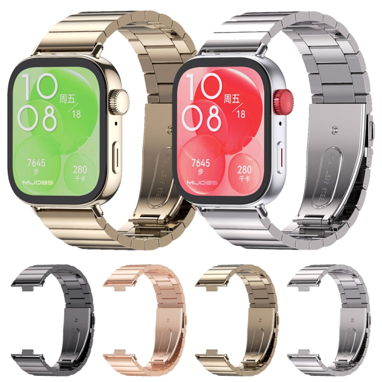 For Huawei Watch Fit3 MIJOBS Bamboo Stainless Steel Watch Band(Rose Gold) - free shipping - PMc TechLife - Order now!