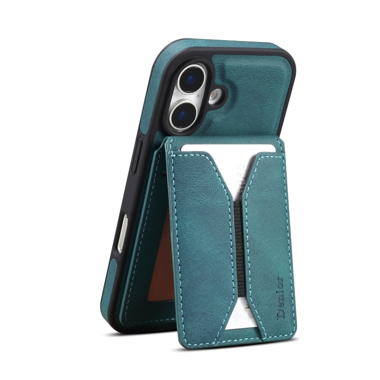 For iPhone 16 Denior D17 Skin Feel MagSafe Detachable Card Slot Phone Case(Blue) - iPhone 16 Cases by Denior | Online Shopping South Africa | PMC TechLife | Buy Now Pay Later Mobicred