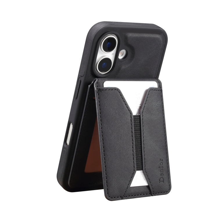 For iPhone 16 Plus Denior D17 Skin Feel MagSafe Detachable Card Slot Phone Case(Black) - iPhone 16 Plus Cases by Denior | Online Shopping South Africa | PMC TechLife | Buy Now Pay Later Mobicred