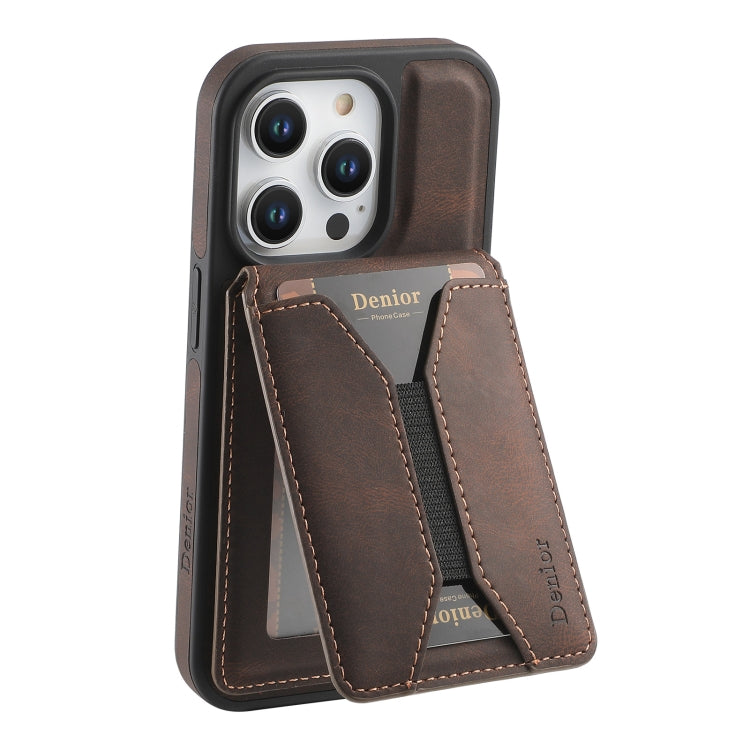 For iPhone 16 Pro Max Denior D17 Skin Feel MagSafe Detachable Card Slot Phone Case(Brown) - iPhone 16 Pro Max Cases by Denior | Online Shopping South Africa | PMC TechLife | Buy Now Pay Later Mobicred