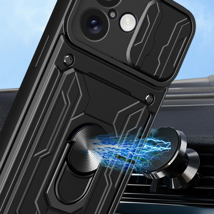 For iPhone 16 Plus Sliding Camshield TPU+PC Phone Case with Card Slot(Grey) - iPhone 16 Plus Cases by PMC TechLife | Online Shopping South Africa | PMC TechLife | Buy Now Pay Later Mobicred