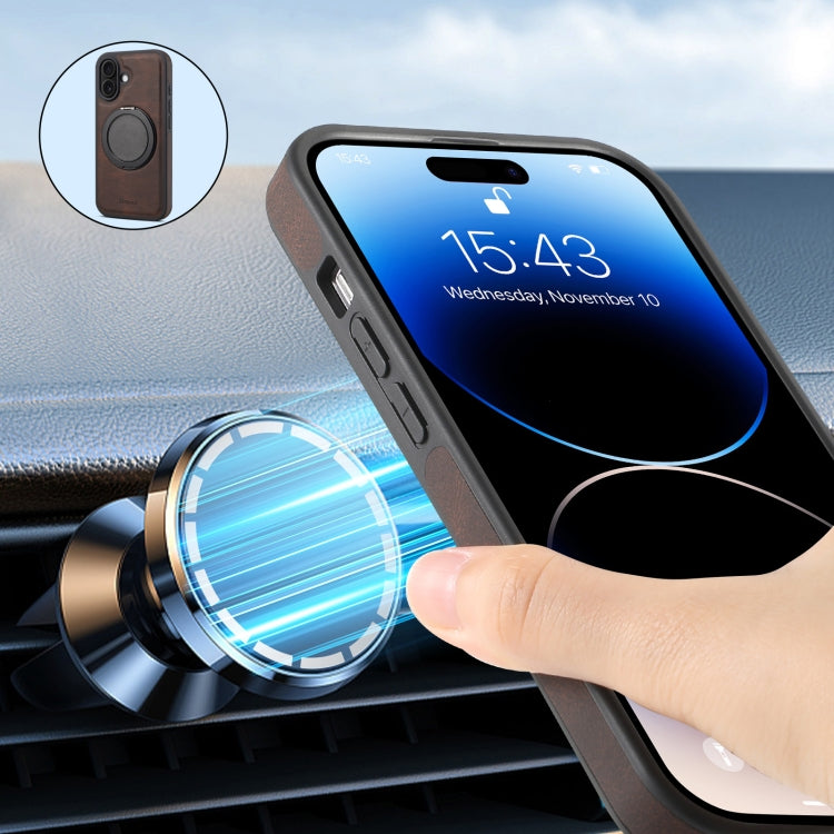 For iPhone 16 Plus Denior A14 Skin Feel Rotating Holder MagSafe Phone Case(Brown) - free shipping - PMC TechLife - Order now!