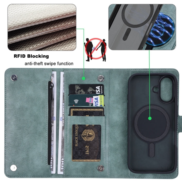 For iPhone 16 Plus ViLi GVS Series MagSafe Magnetic RFID Leather Phone Case(Green) - free shipping - PMC TechLife - Order now!