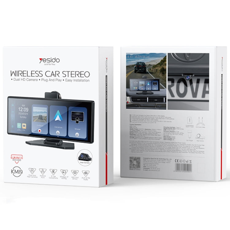 Yesido KM19 10.26 inch Center Console CarPlay Portable Car Video Navigation with Driving Recorder(Black) - free shipping - PMC Jewellery - Order now!