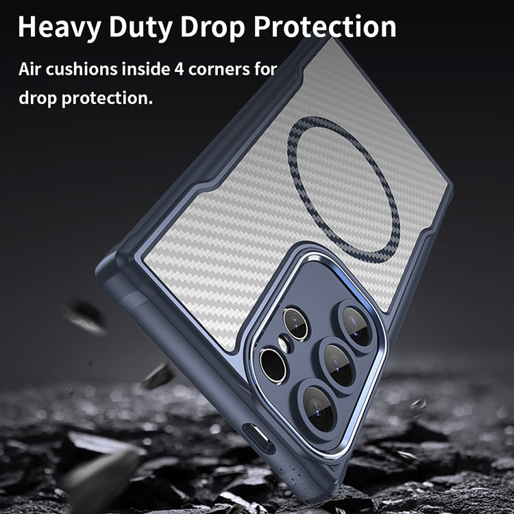 For Samsung Galaxy S25 Ultra 5G Carbon Fiber Texture MagSafe Translucent Phone Case(Blue) - Galaxy S25 Ultra 5G Cases by PMC Jewellery | Online Shopping South Africa | PMC Jewellery | Buy Now Pay Later Mobicred
