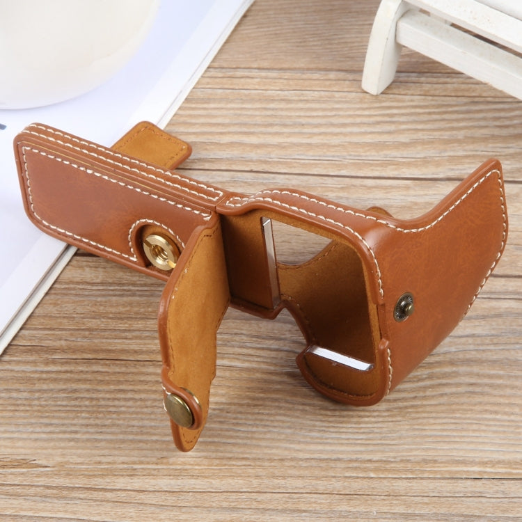 For Sony ILCE-7CM2 / Alpha 7C II Glossy PU Leather Camera Half Case Base(Brown) - Half Case by PMC TechLife | Online Shopping South Africa | PMC TechLife | Buy Now Pay Later Mobicred