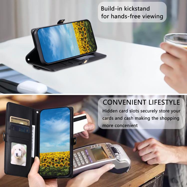 For iPhone 16e Wallet Multi-card Slot Leather Phone Case with Lanyard(Black) - free shipping - PMC TechLife - Order now!