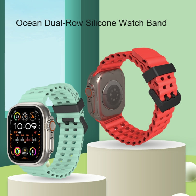 For Apple Watch SE 2023 44mm Ocean Dual-Row Hole Silicone Watch Band(Midnight Blue) - free shipping - PMc TechLife - Order now!